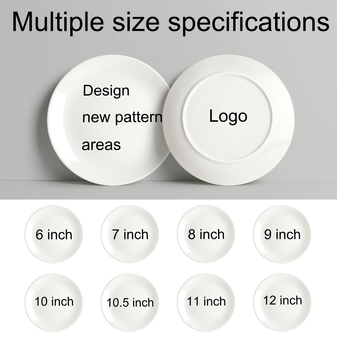 Western-Style Round Ceramic Steak Plate Flat Plate with Custom Logo Tableware Processing for Hotels 