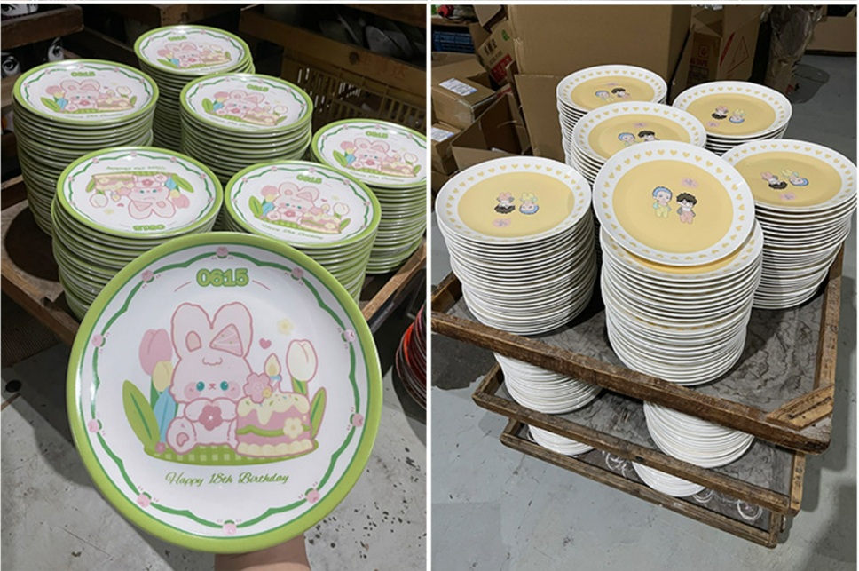 Custom Logo Printed White Plain Porcelain Plate Restaurant Tableware Dishes Ceramic Plates