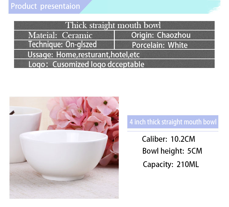 Large Small White Round Shape Ceramic Fruit Bowl Ceramic Bowl Ramen Bowl Customized logo