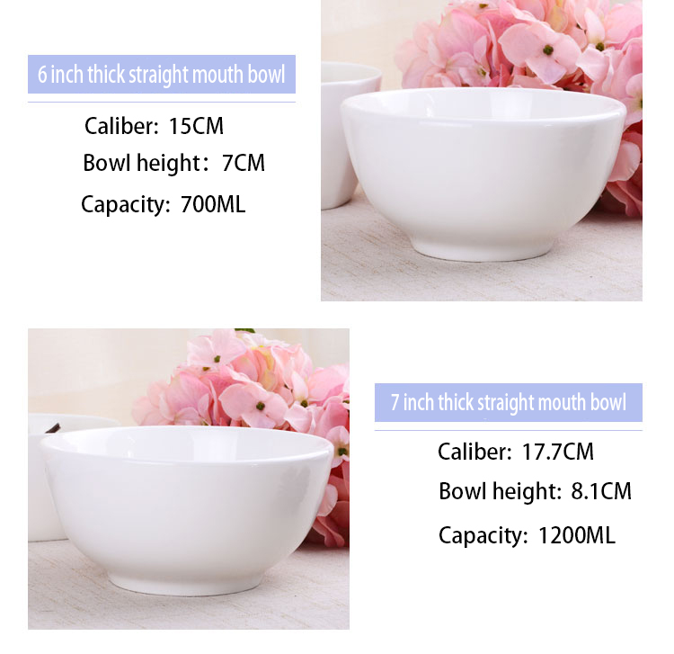 Large Small White Round Shape Ceramic Fruit Bowl Ceramic Bowl Ramen Bowl Customized logo