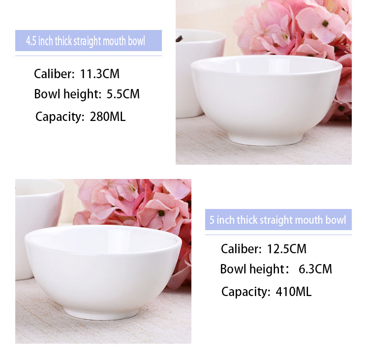 Large Small White Round Shape Ceramic Fruit Bowl Ceramic Bowl Ramen Bowl Customized logo