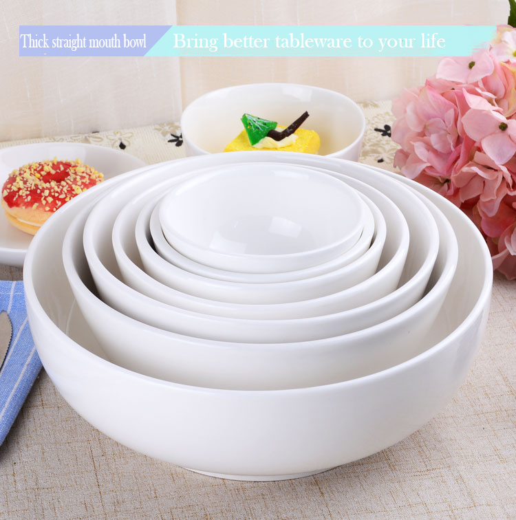Large Small White Round Shape Ceramic Fruit Bowl Ceramic Bowl Ramen Bowl Customized logo