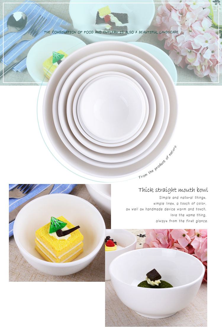 Large Small White Round Shape Ceramic Fruit Bowl Ceramic Bowl Ramen Bowl Customized logo