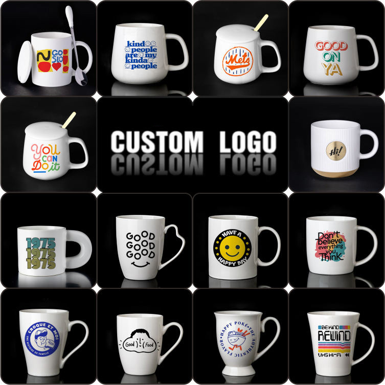 Manufacturer Custom Design Porcelain Ceramic Customizable logo Pure White Classic Shape 11 oz Coffee