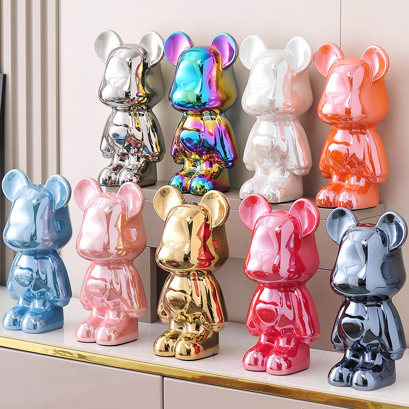 Wholesale Customizable Glazed Ceramic Bear Statue Handcrafted Animal Sculpture for Home Garden Decor