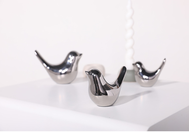 Creative Golden Ceramic Bird Handicraft Small Ornaments for Living Room Soft Decorations