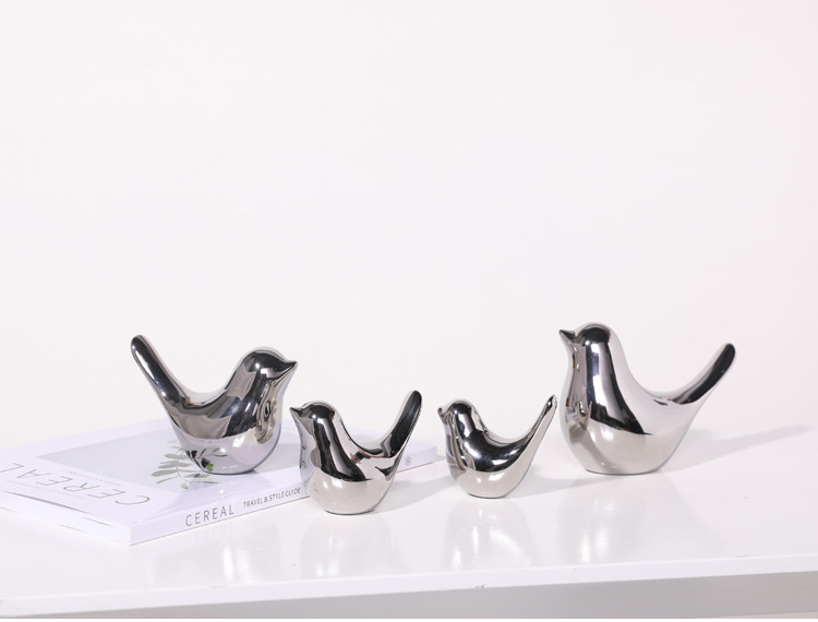 Creative Golden Ceramic Bird Handicraft Small Ornaments for Living Room Soft Decorations