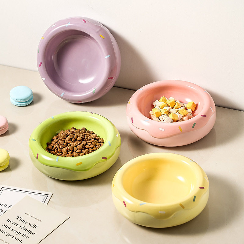 High footed ceramic cat bowl, pet bowl, elevated double bowl water bowl, dog food bowl