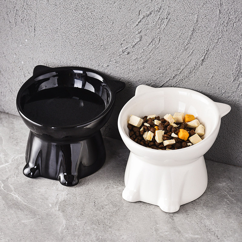 Cat Ceramic Pet Bowl, Cat Food Bowl, Neck Protection for Kittens, Tilting Pet Bowl