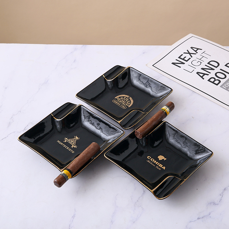Ceramic Double Cigar Ashtray Tray Home Creative and Fashionable Portable Ashtray
