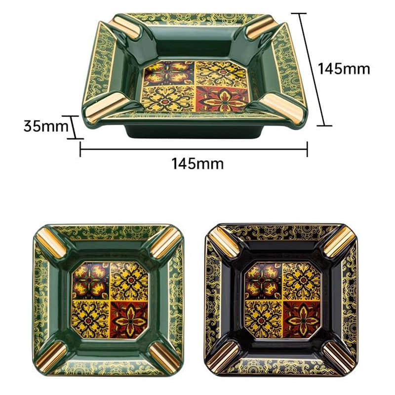 Custom Design Square Shape Porcelain Ashtray Ceramic Cigar Ashtray