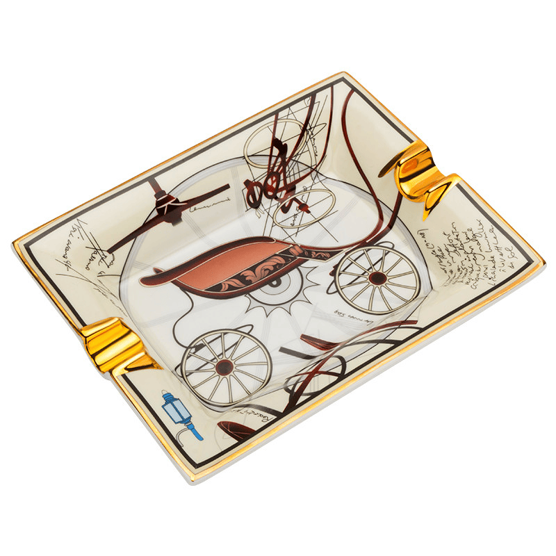 Luxury Golden Ceramic Ashtray Porcelain Cigar Ashtray with Custom Design
