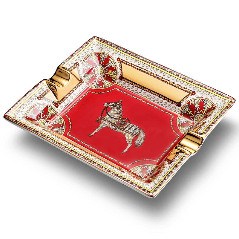 Custom Design Rectangle Shape Porcelain Ashtray Ceramic Cigar Ashtray