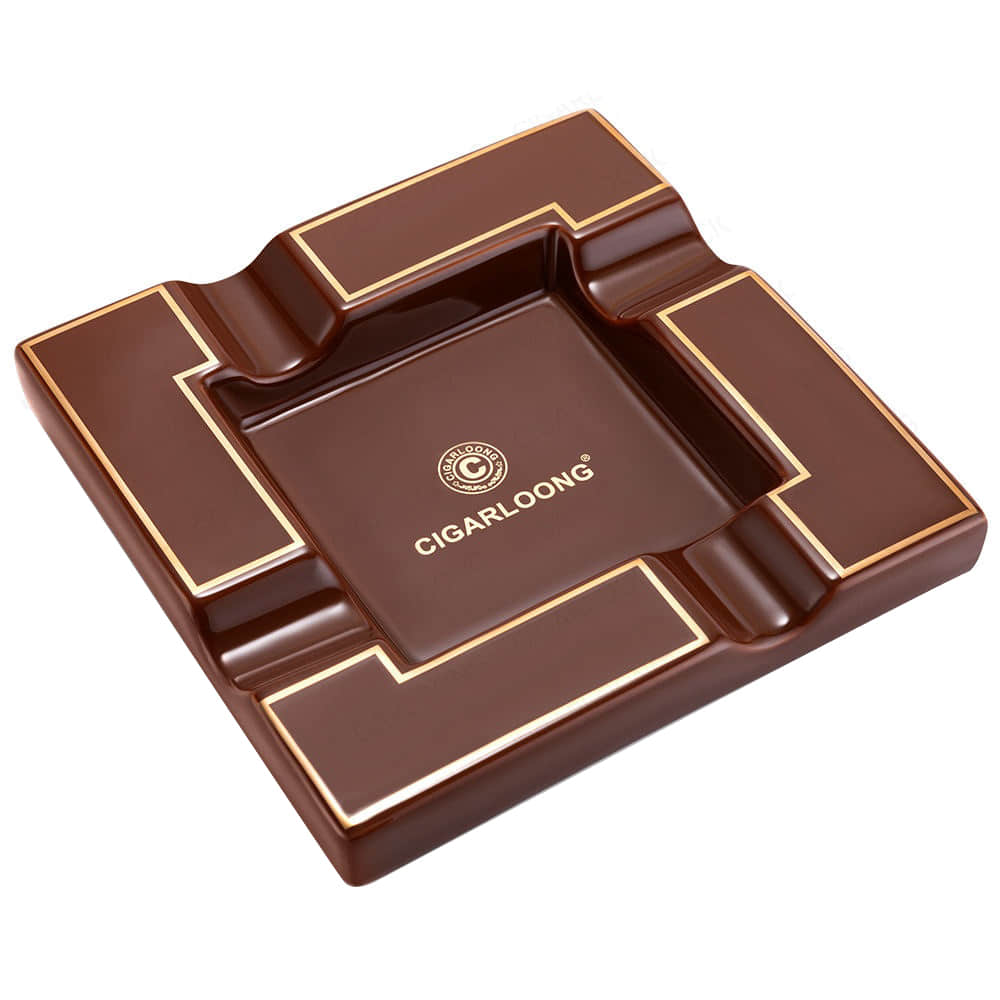 Custom Logo Luxury Ceramic Cigar Ashtray Square Shape Cigar Slot Cigar Ashtray Smoking Accessories