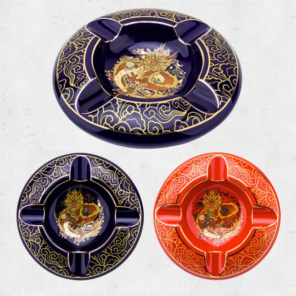 Customized pattern for large caliber luxury ceramic cigar ashtray