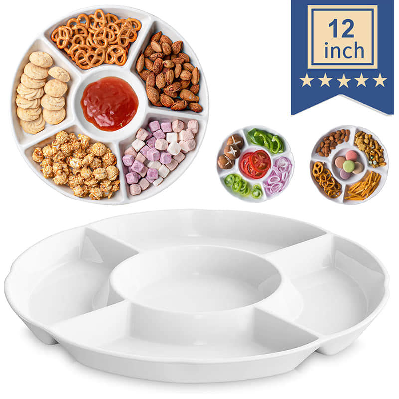 Ceramic dessert nut plate, divider plate, high-quality white snack plate customized