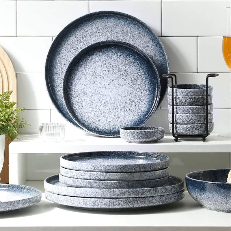 High quality ceramic circular plate set 8/10 inch ceramic steak plate, salad dessert plate