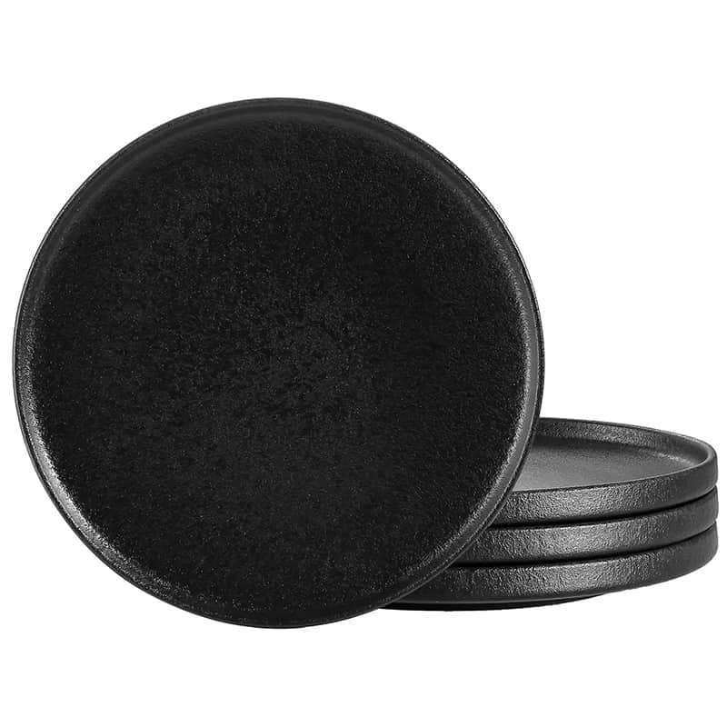 High quality scratch resistant flat bottomed ceramic dining plate with lip edge