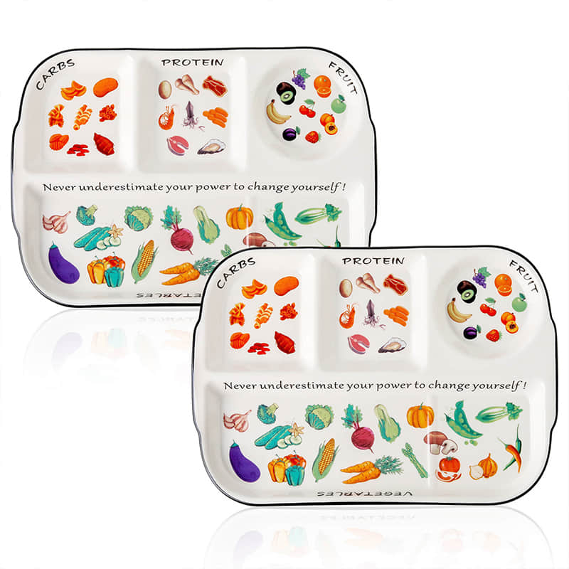 Ceramic Divided Plate, Portion Control Plate, Reusable Bariatric Plate for Kids Adults