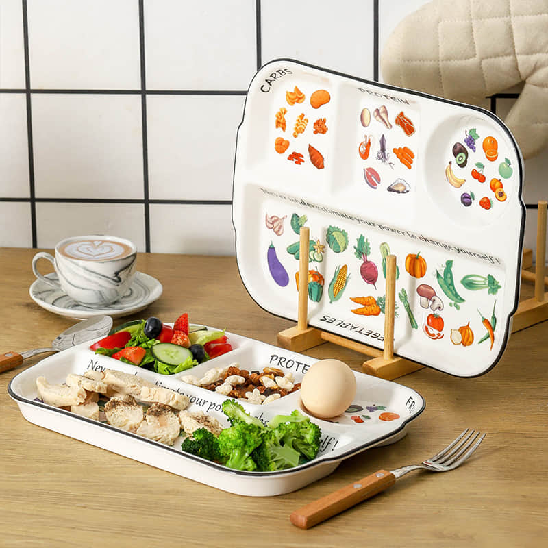 Ceramic Divided Plate, Portion Control Plate, Reusable Bariatric Plate for Kids Adults