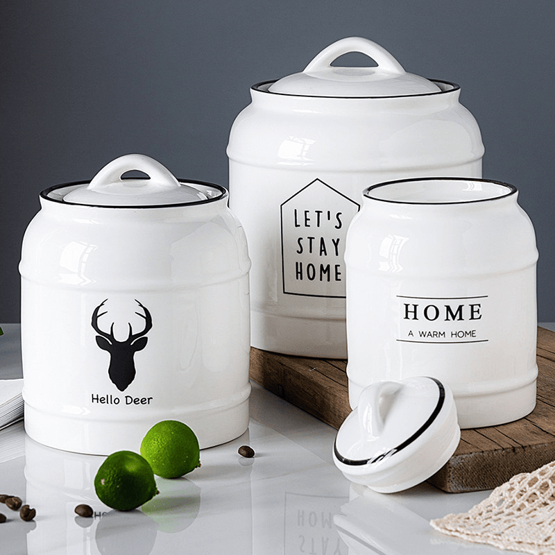 Kitchen ceramic multifunctional sealed jar, pet food storage jar