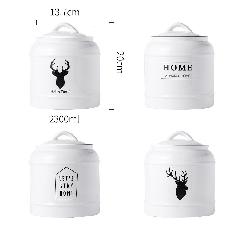 Kitchen ceramic multifunctional sealed jar, pet food storage jar
