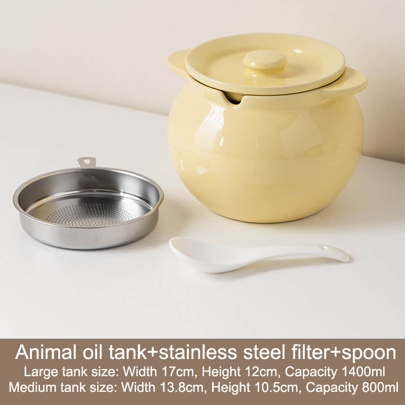 Pig oil tank, heat-resistant chili oil tank with lid, ceramic seasoning box, kitchen salt tank