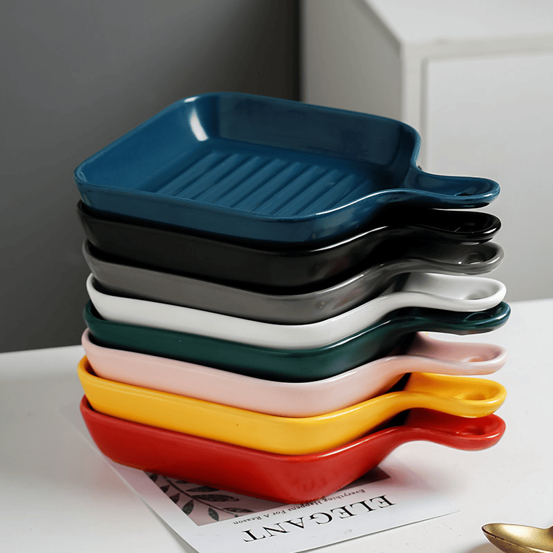 Mini Creative Baking Handle Plate Ceramic Breakfast Salad Plate