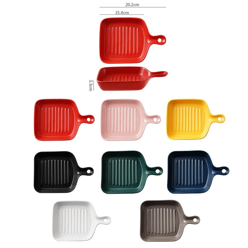 Mini Creative Baking Handle Plate Ceramic Breakfast Salad Plate