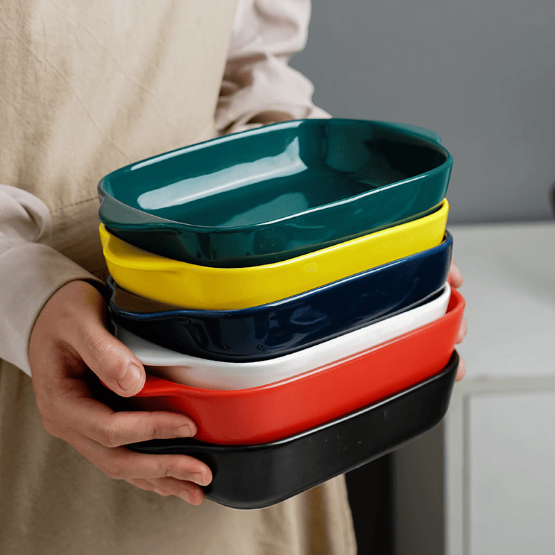 Household Ceramic Oven Microwave Oven Baking Bowl Ceramic Plates Tableware Creative Ceramic Plates