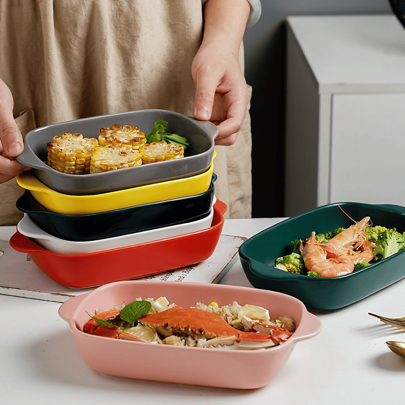 Household Ceramic Oven Microwave Oven Baking Bowl Ceramic Plates Tableware Creative Ceramic Plates