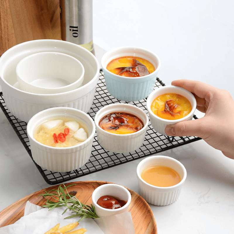 Mini multifunctional ceramic pudding bowl, baking and baking bowl, steamed egg dessert bowl
