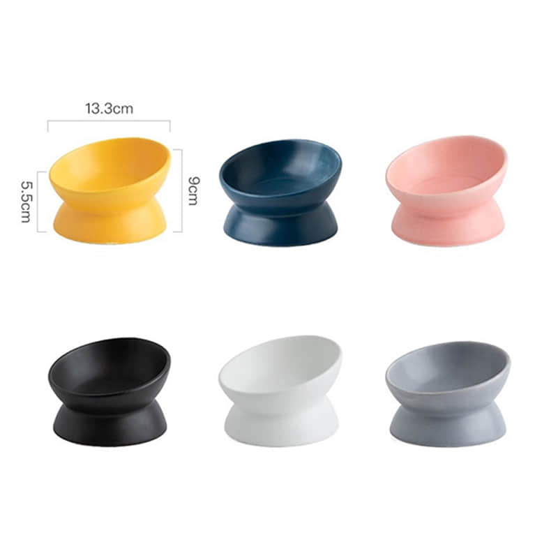New Eco-Friendly Ceramic Dog Cat Food Bowl with High Diagonal Foot High Foot Protection Cervical