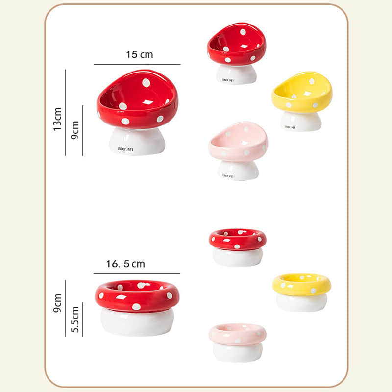 Custom Ceramic Pet Food Bowls Feeders Customized Mushroom cat Dog Bowl Ceramic Elevated Bowl for Dog