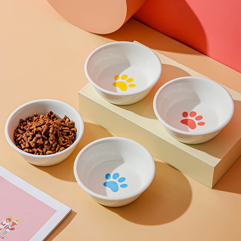 Ceramic cat food tray for wet food, wide bowl, shallow bowl for kittens and small animals