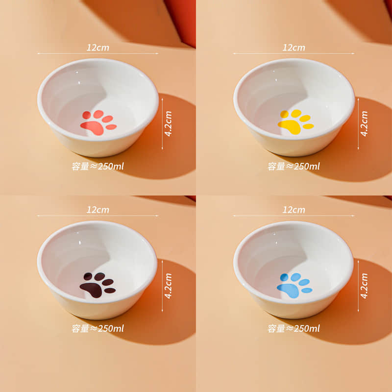 Ceramic cat food tray for wet food, wide bowl, shallow bowl for kittens and small animals