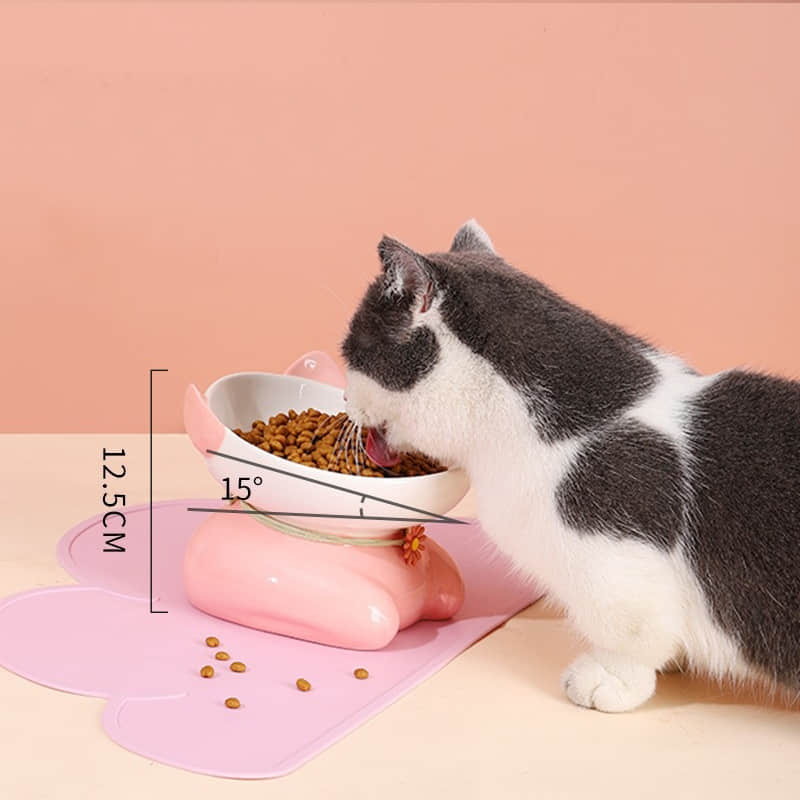 Pet High Legged Cat Bowl Anti Overturning Cat Food Feeder Bowl Pet Supplies 