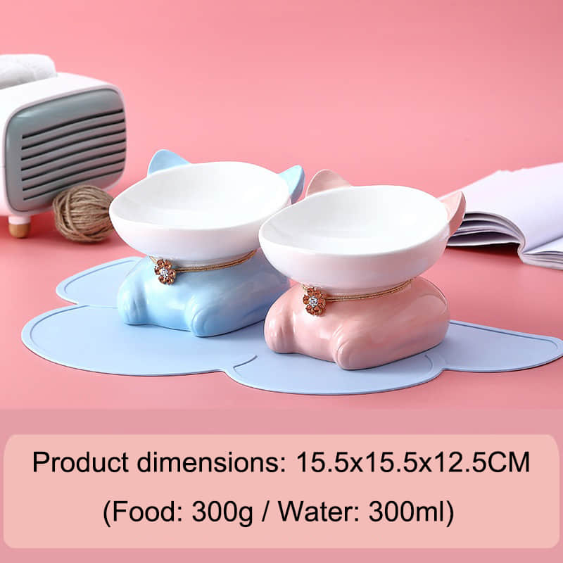 Pet High Legged Cat Bowl Anti Overturning Cat Food Feeder Bowl Pet Supplies 