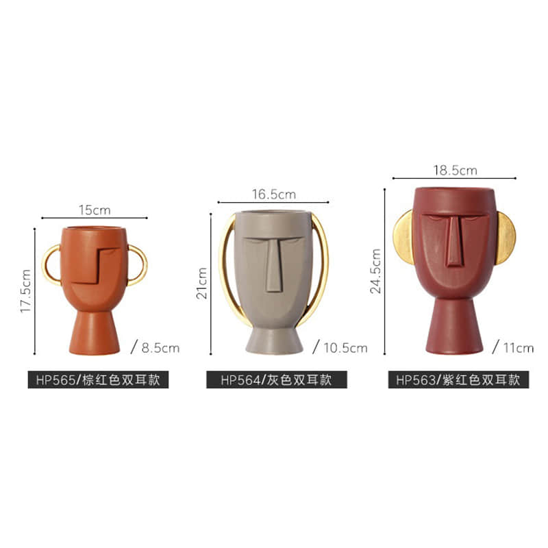 Ins Hot Modern Nordic Human Face Abstract Art Table Top Ceramic Vase for Household Home Decor