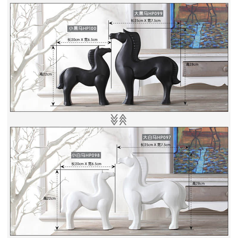 Animal Horse Ceramic Figurine Sculpture Art Statue Living Room Table Top Ornament Modern