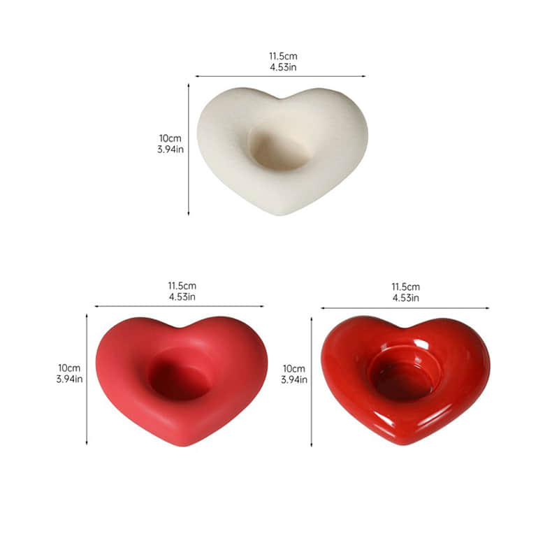 Valentine's Day Ceramic Heart-Shaped Candle Holder Candlestick Tray Creative Ornaments