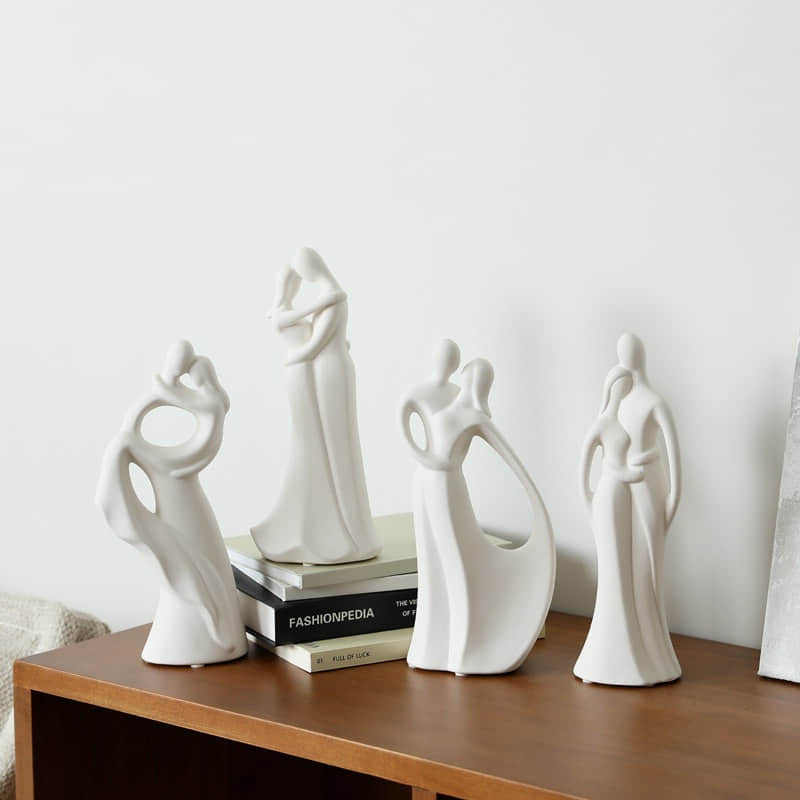 Simple Embrace Abstract Porcelain Couple Silhouette Nordic Modern Minimalist Home Soft Decor