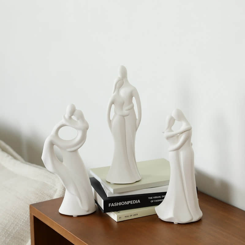 Simple Embrace Abstract Porcelain Couple Silhouette Nordic Modern Minimalist Home Soft Decor