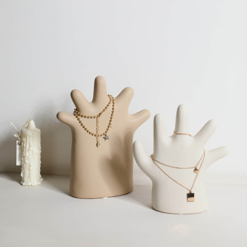 Creative Hand Design Jewelry Holder Household Storage Stand Ceramic Jewelry Display Rack