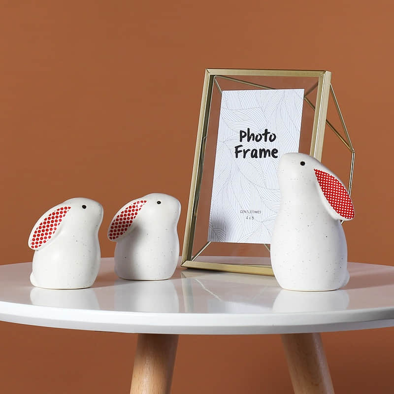Lovely Rabbit Furnishing Style Decorations Art Small Table Top Decoration Bunny Gift
