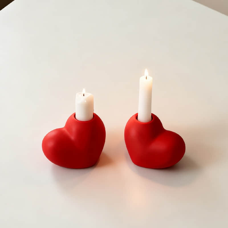 Valentine's Day Gift Candle Holder Wedding Decoration Item Heart-shaped Ceramic Craft Piece