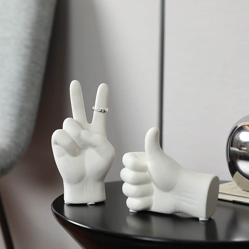 Creative Ceramic Finger and Palm Handicraft Small Ornaments Jewelry Stand