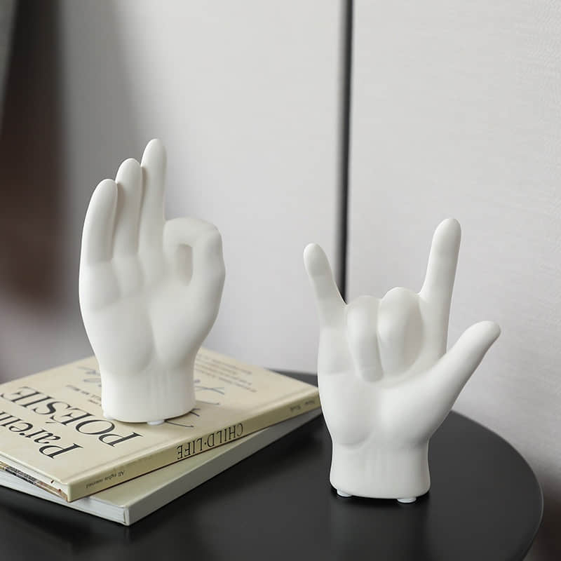 Creative Ceramic Finger and Palm Handicraft Small Ornaments Jewelry Stand