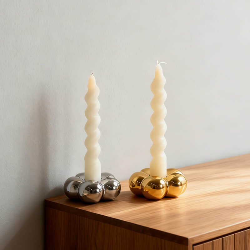Custom Plating Silver Retro Nordic Porcelain Ceramic Candle Stick Candlestick Candle Holders