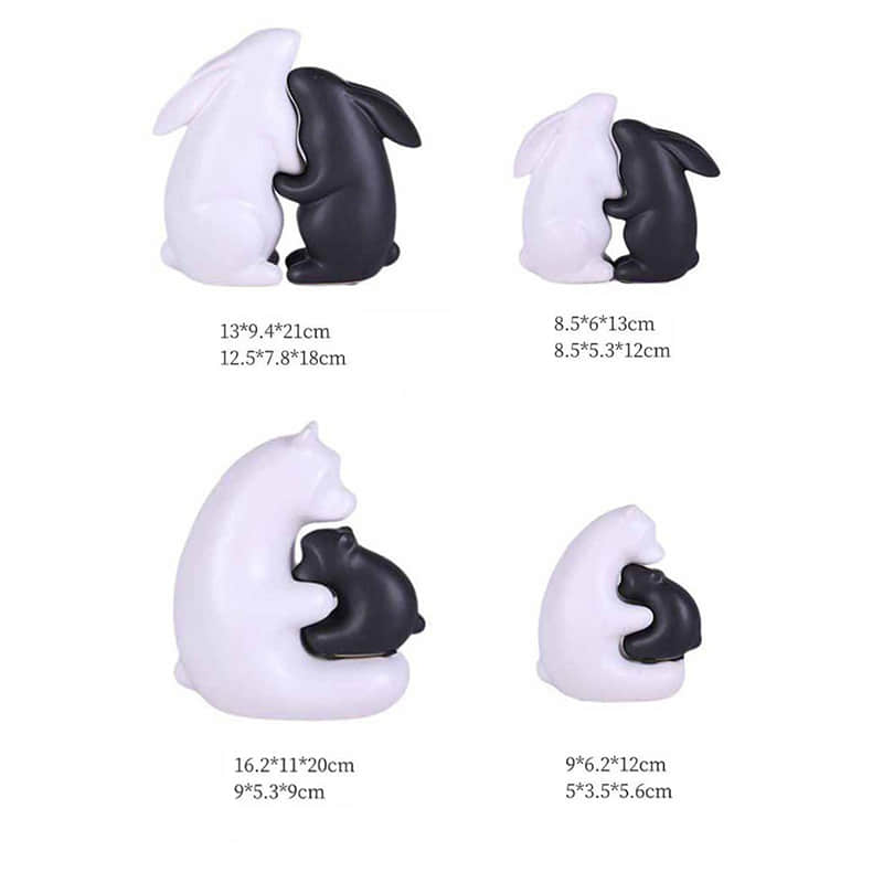 Creative Black and White Ceramic Rabbit Decoration Art Deco Style Home Craft for Birthday Occasions